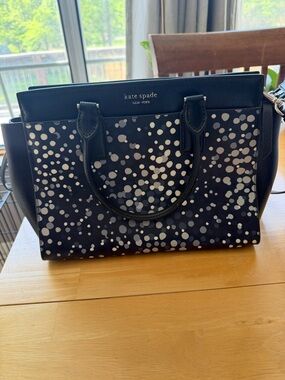 kate spade Black and White Dot-Print Satchel